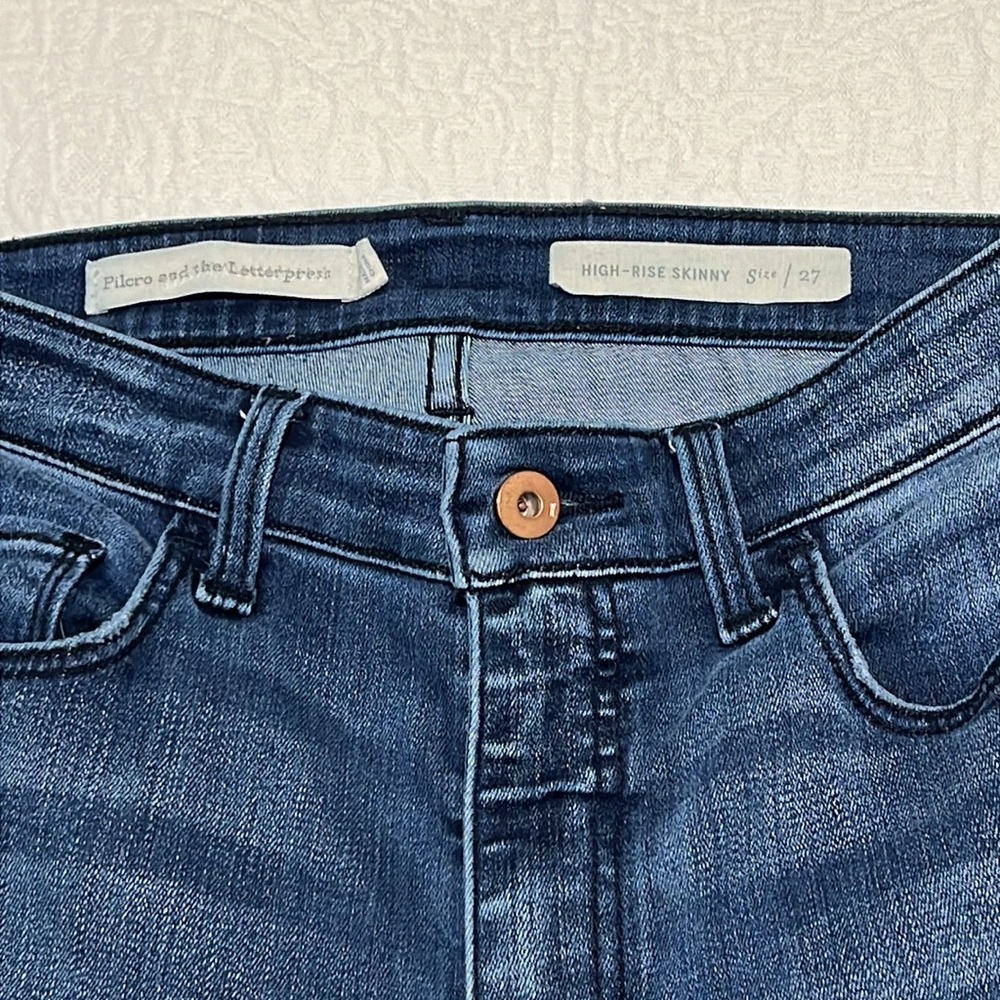 Pilcro and the Letterpress High-Rise Dark Blue Skinny Jeans - Picture 3 of 5
